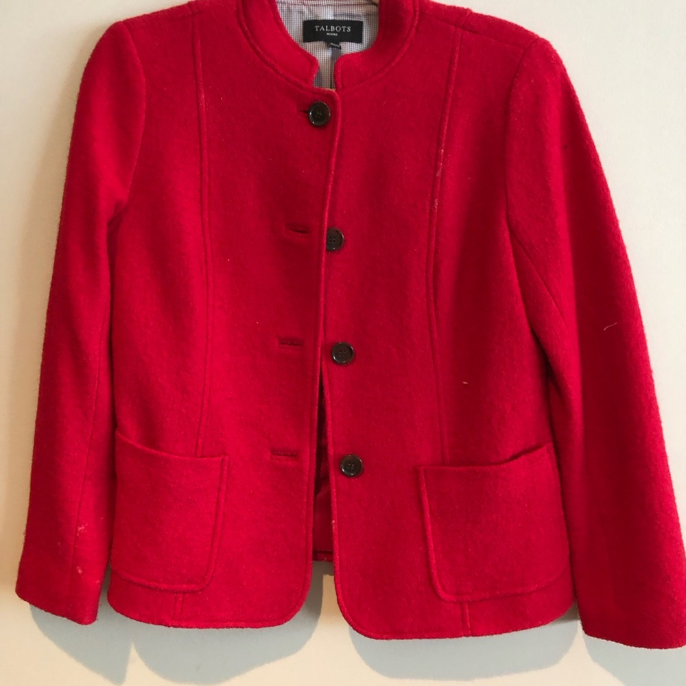 Talbots  red boiled wool jacket